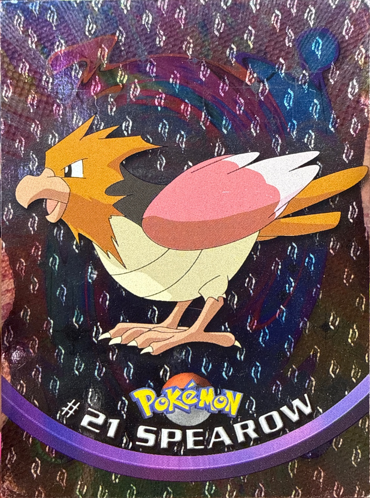 Spearow card #21, Pokemon Topps Series 1 (1999), front