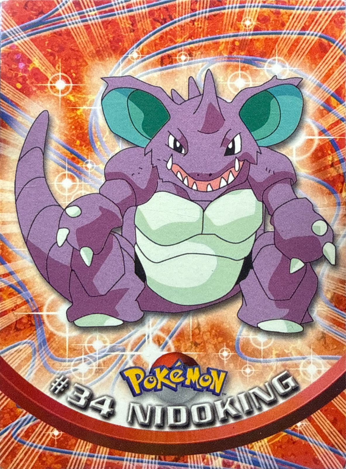 Nidoking card #34, Pokemon Topps Series 1 (1999), front