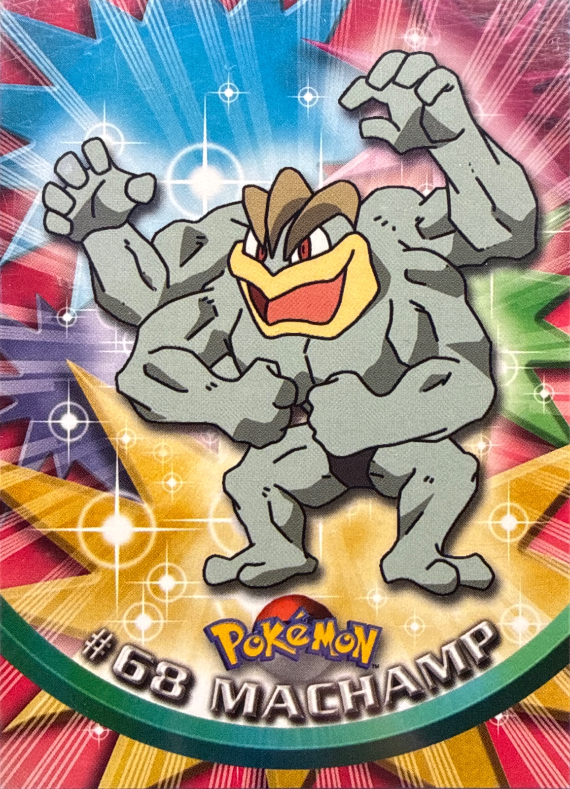Machamp card #68, Pokemon Topps Series 1 (1999), front