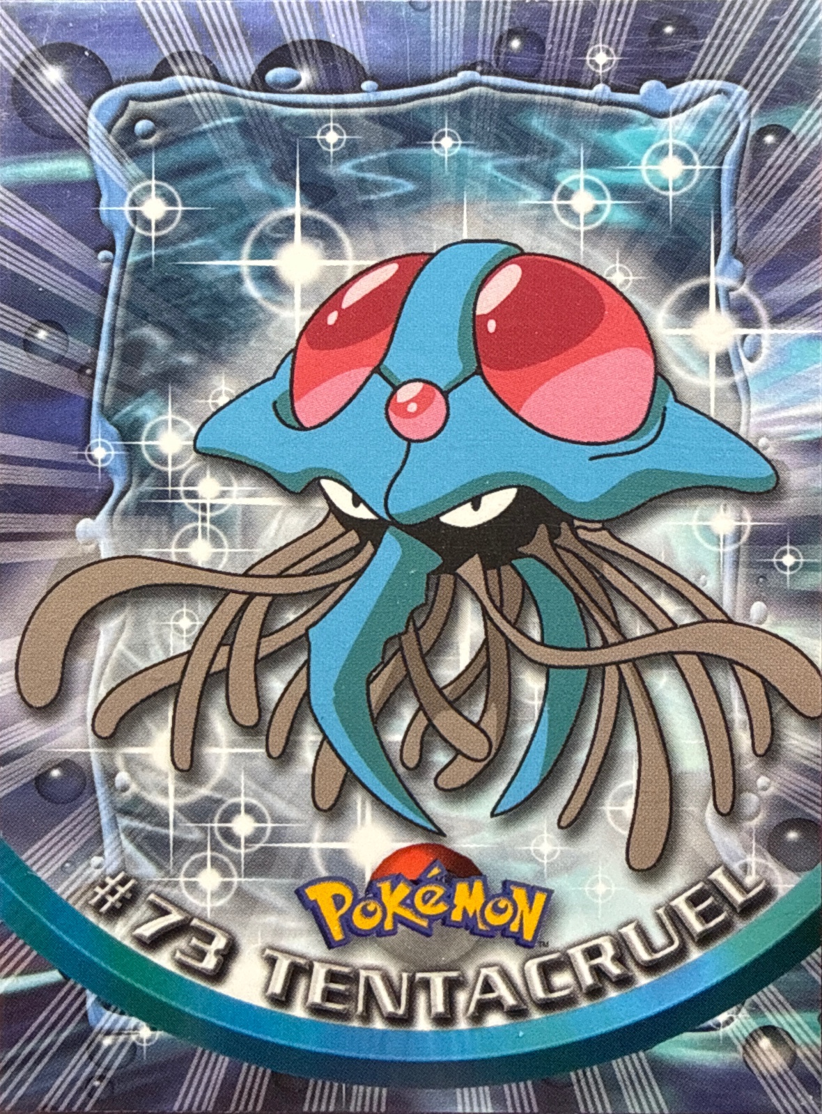 Tentacruel card #73, Pokemon Topps Series 1 (1999), front