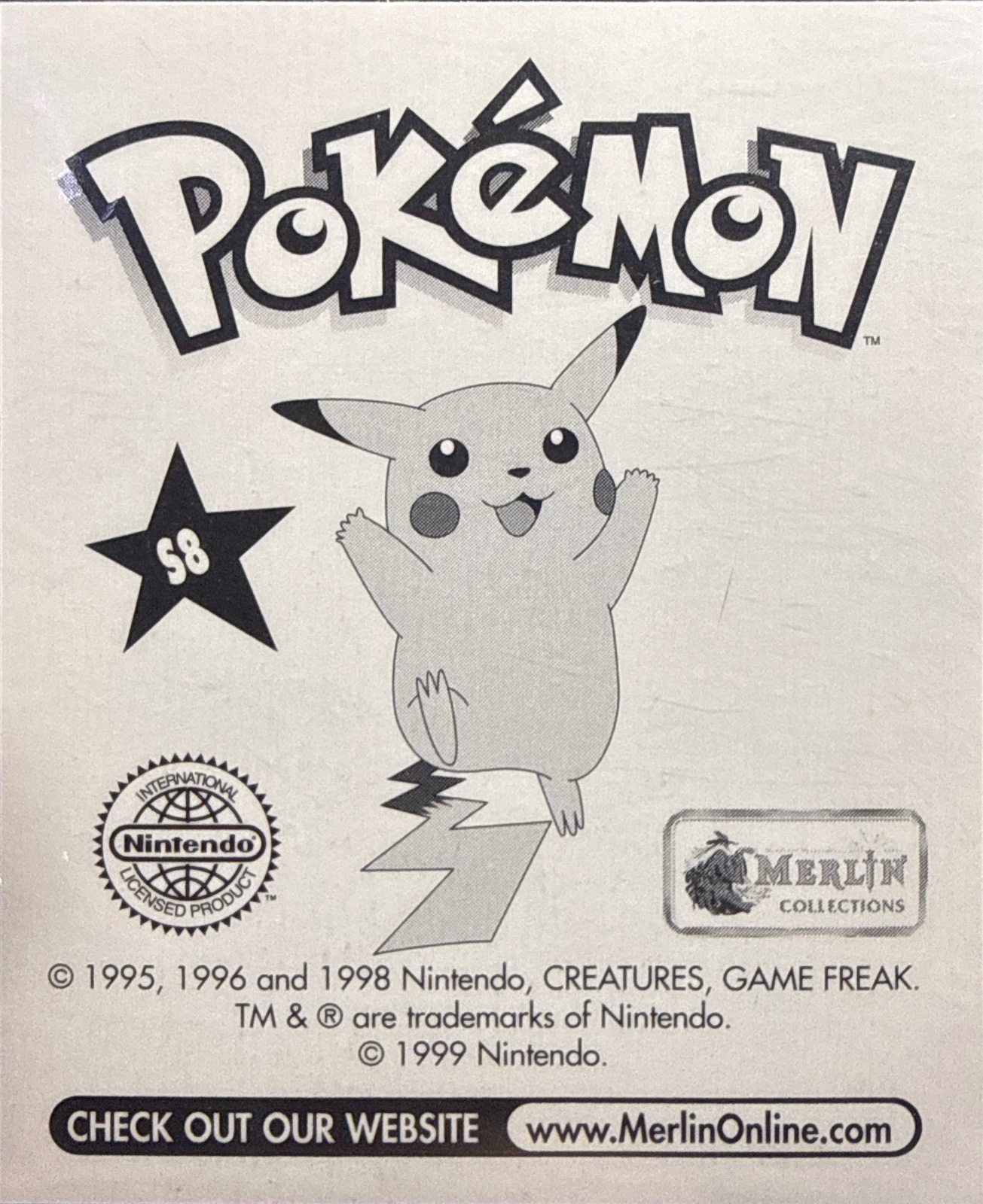 Vileplume, Glittery card #S8, Pokémon Merlin Series 1 (1999), back