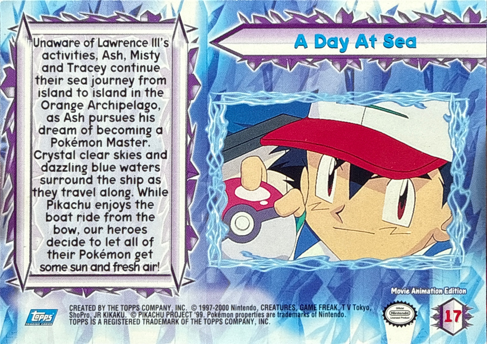 A Day At Sea card #17, Pokemon Topps Movie 2000 Trading Cards, back