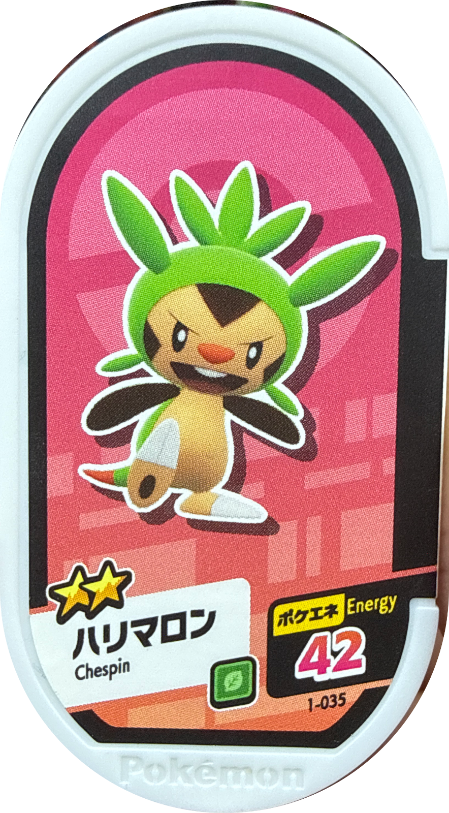 Chespin tag #1-035, Pokemon Mezastar Set 1 Checklist, front