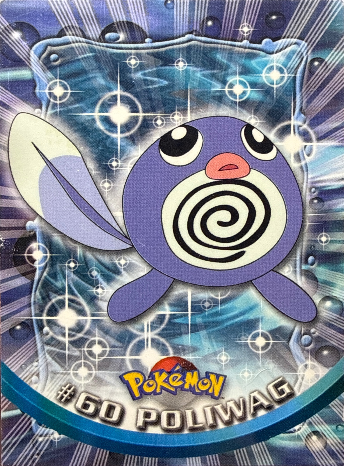 Poliwag card #60, Pokemon Topps Series 1 (1999), front