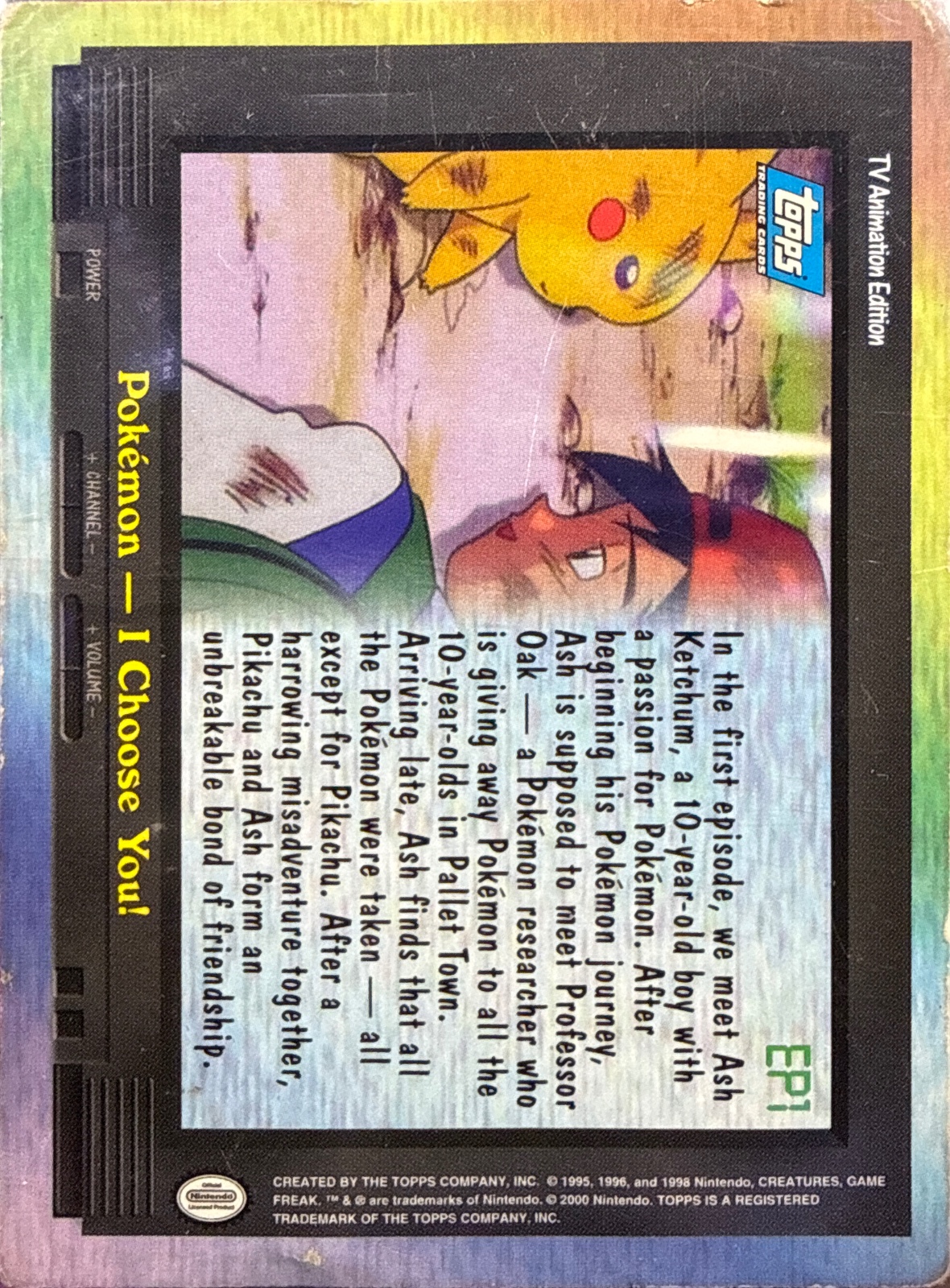 Pokémon, I Choose You! card #EP1, Pokemon Topps Series 2 (1999), back