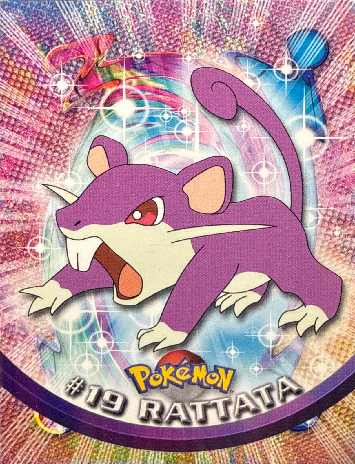 Rattata card #19, Pokemon Topps Series 1 (1999), front