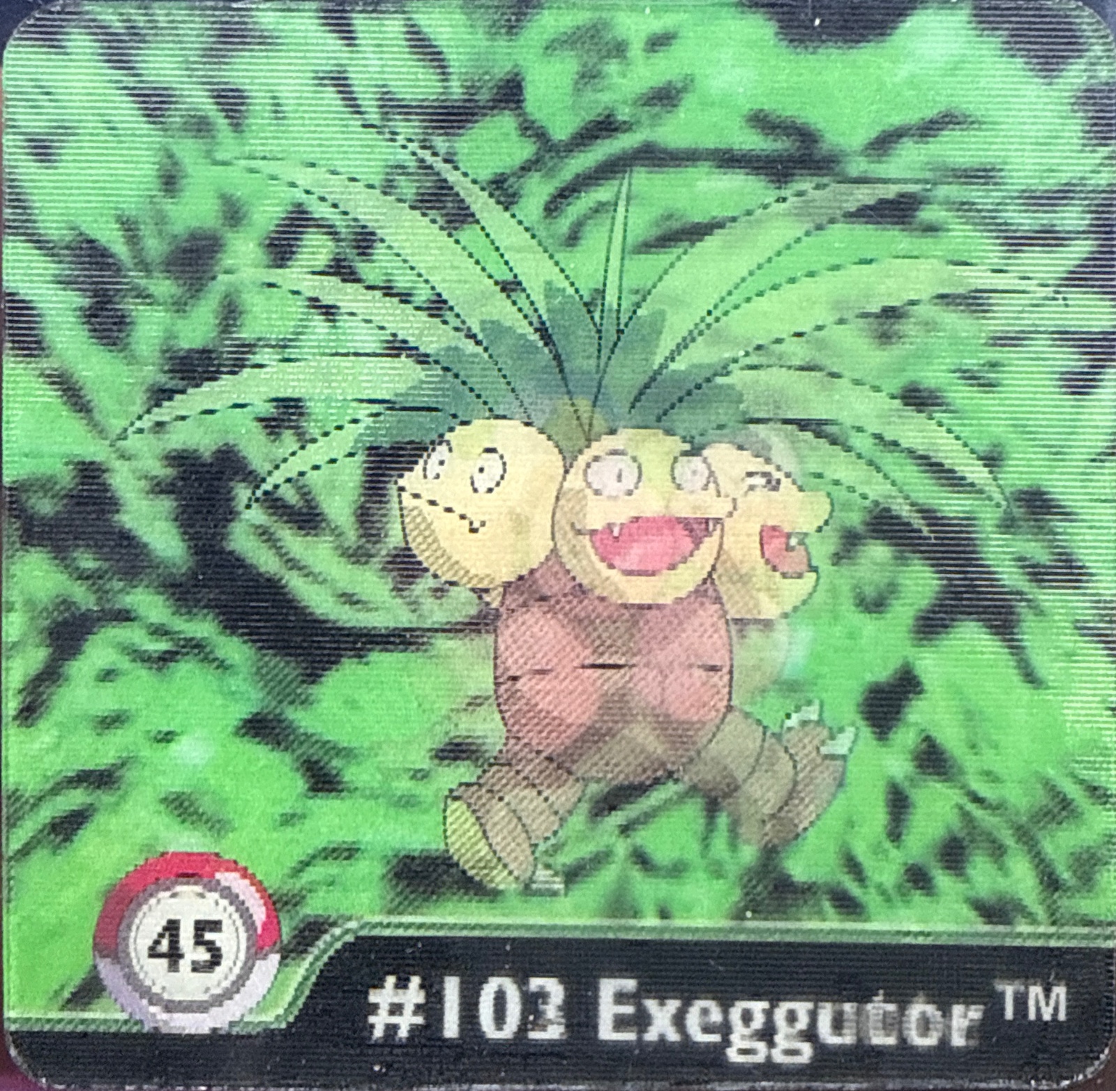 Exeggcute collectible #45, Artbox (USA) Pokémon Artbox Series 1 Flipz (1999), front
