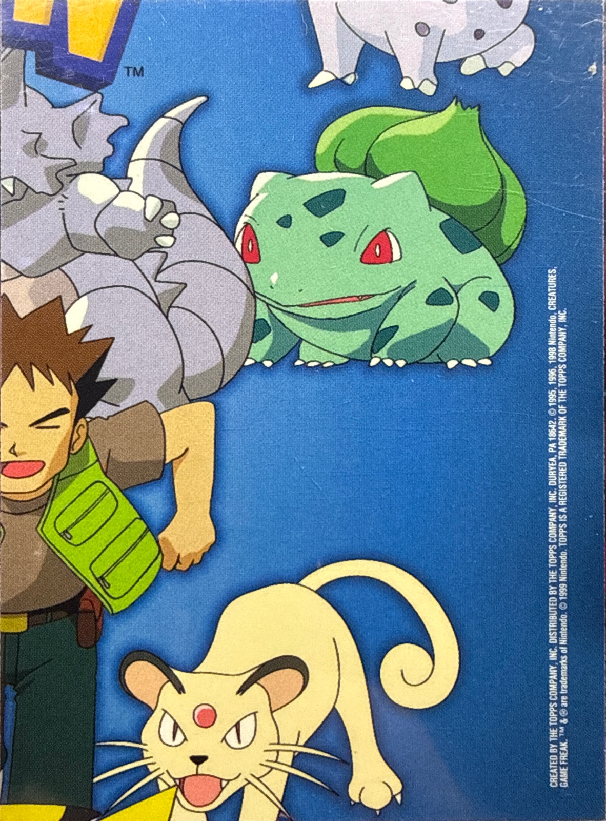 James card #TV10, Pokemon Topps Series 1 (1999), back