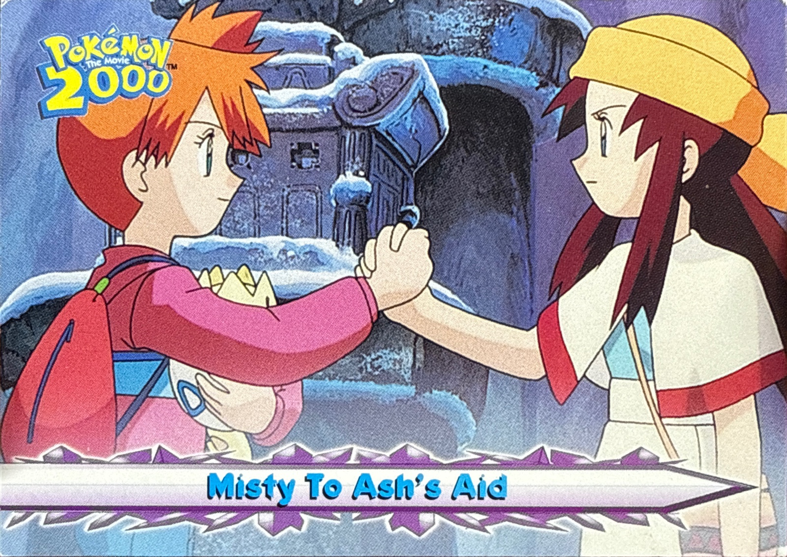 Misty To Ash's Aid card #59, Pokemon Topps Movie 2000 Trading Cards, front