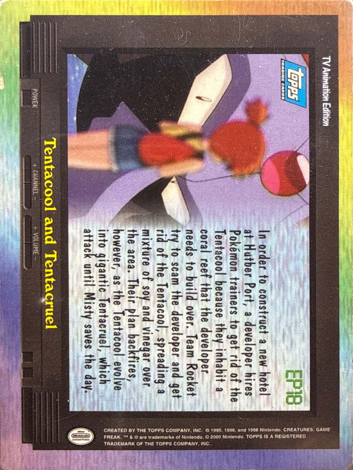 Tentacool and Tentacruel card #EP18, Pokemon Topps Series 2 (1999), back