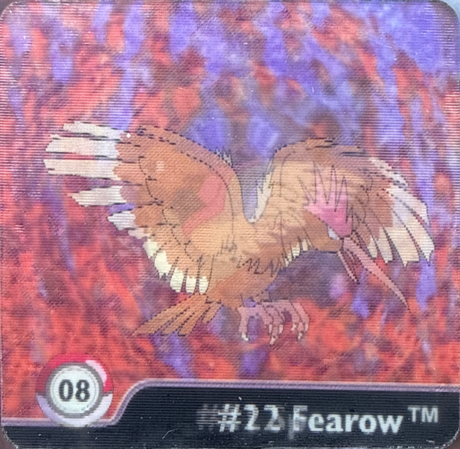 Spearow collectible #08, Artbox (USA) Pokémon Artbox Series 1 Flipz (1999), front