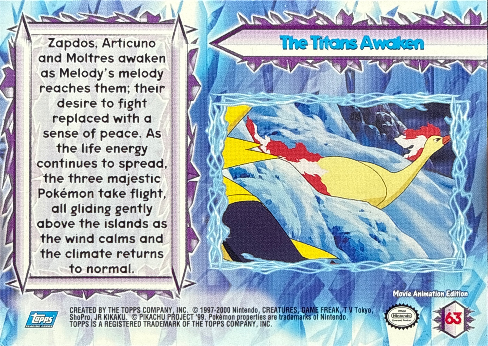 The Titans Awaken card #63, Pokemon Topps Movie 2000 Trading Cards, back
