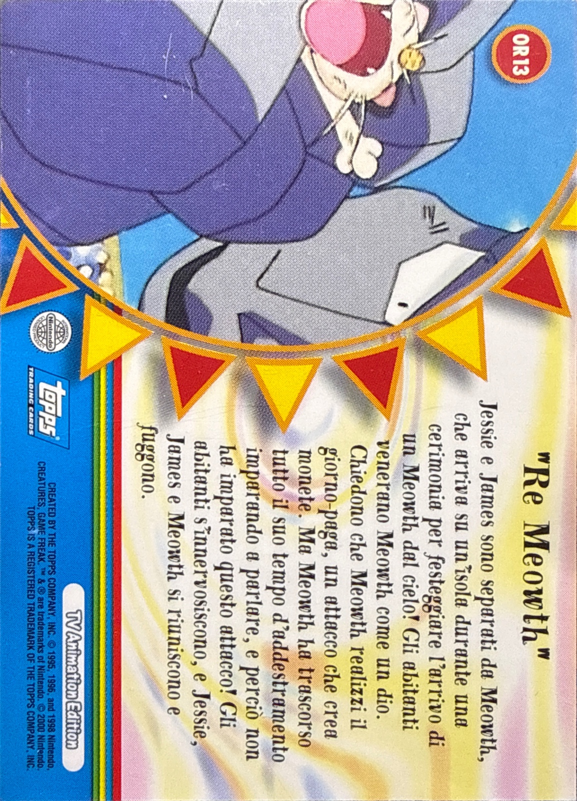 Meowth Rules! card #OR13, Pokemon Topps Series 3 (2000), back
