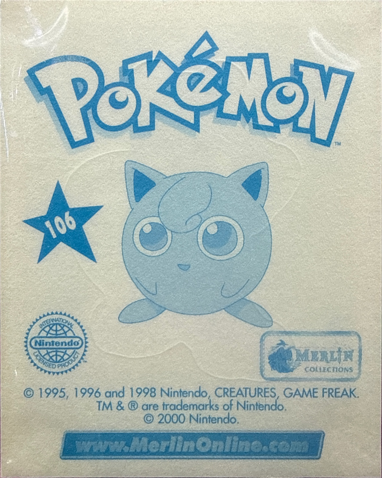 Mewtwo card #106, Pokémon Merlin Series 2 (2000), back