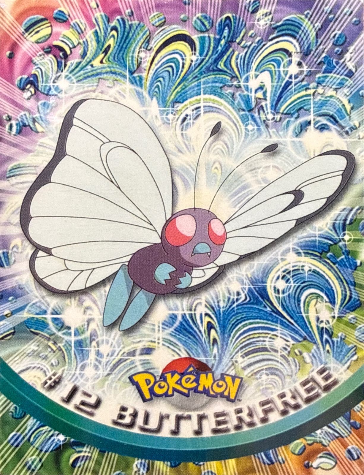Butterfree card #12, Pokemon Topps Series 1 (1999), front