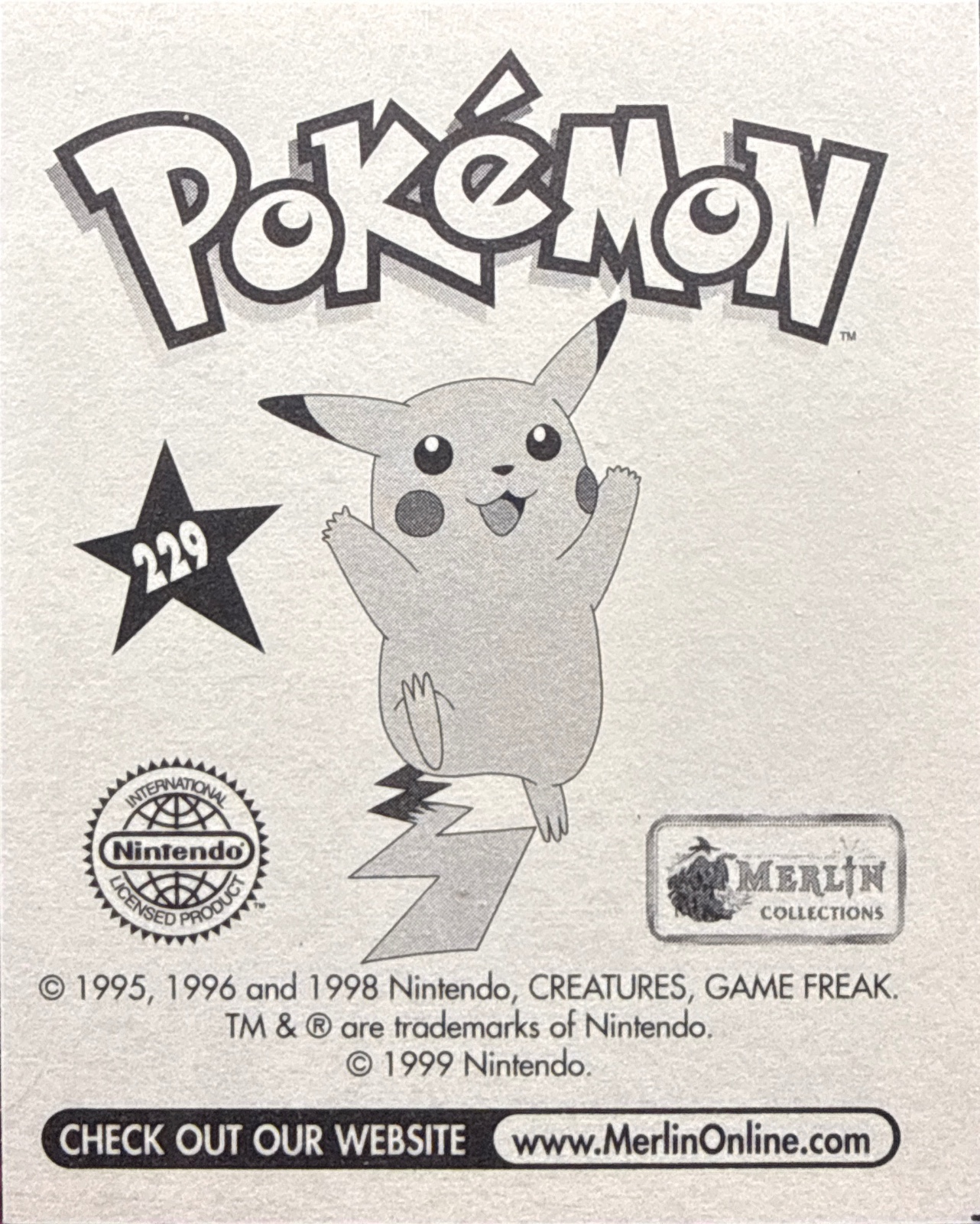 Squirtle, Evolution Card #229, Pokémon Merlin Series 1 (1999), back