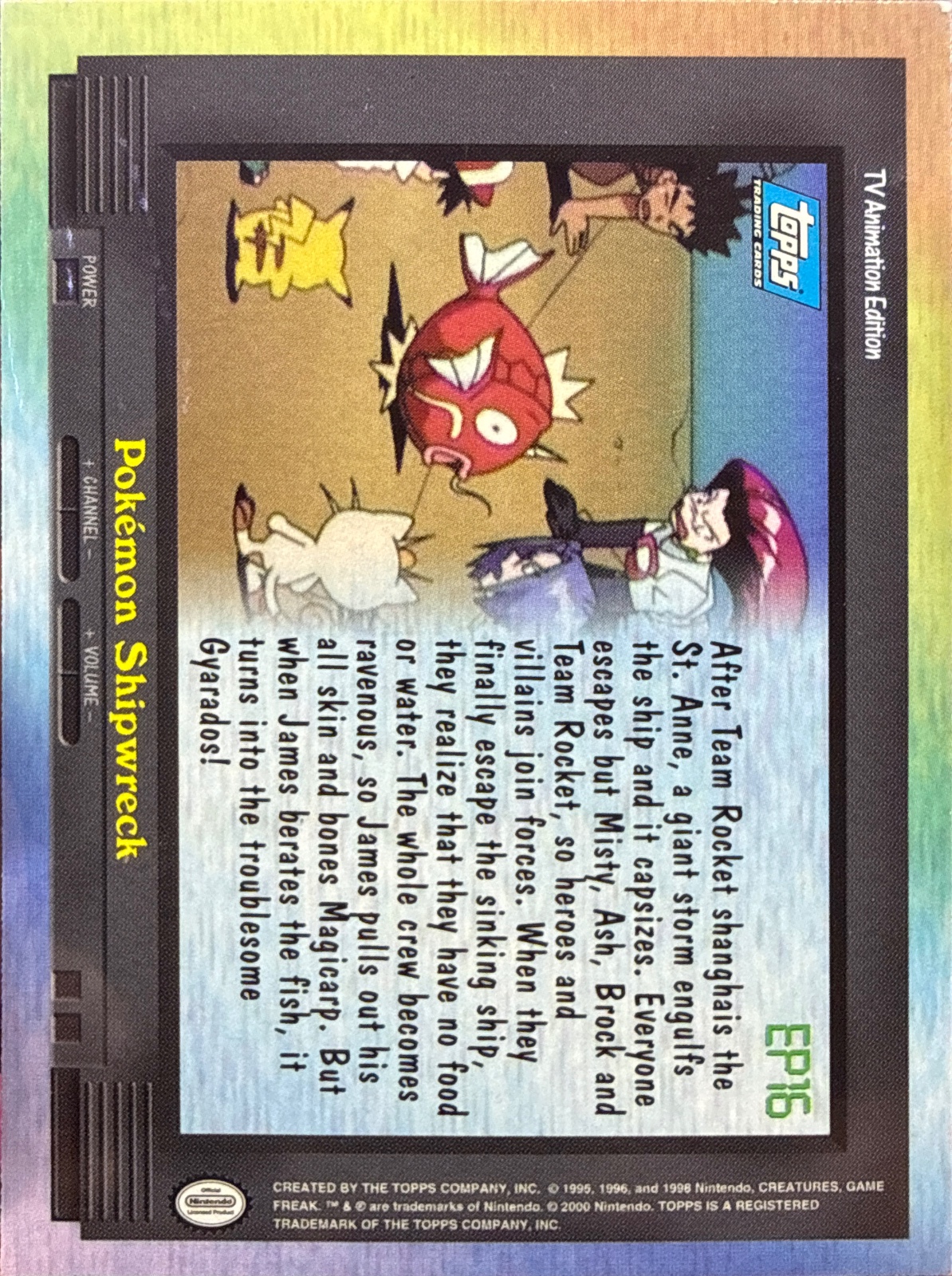 Pokémon Shipwreck card #EP16, Pokemon Topps Series 2 (1999), back