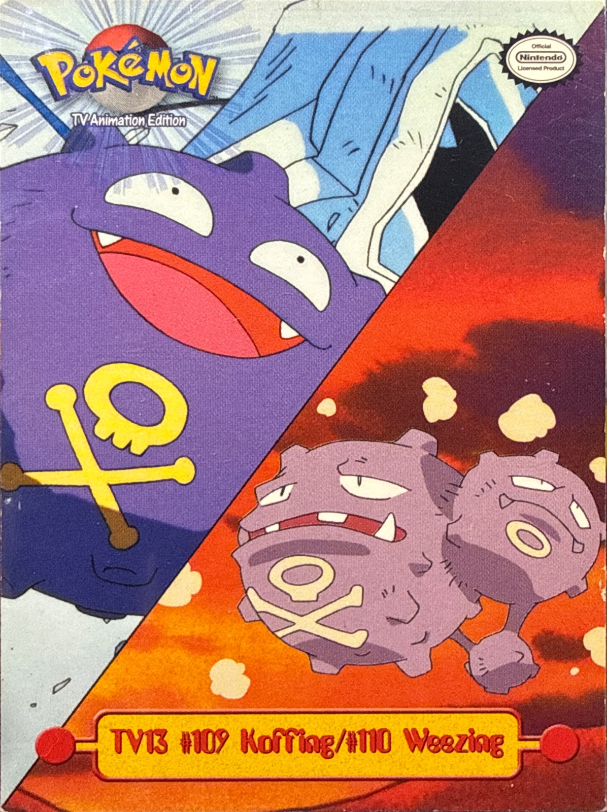 Koffing / Weezing card #TV13, Pokemon Topps Series 1 (1999), front