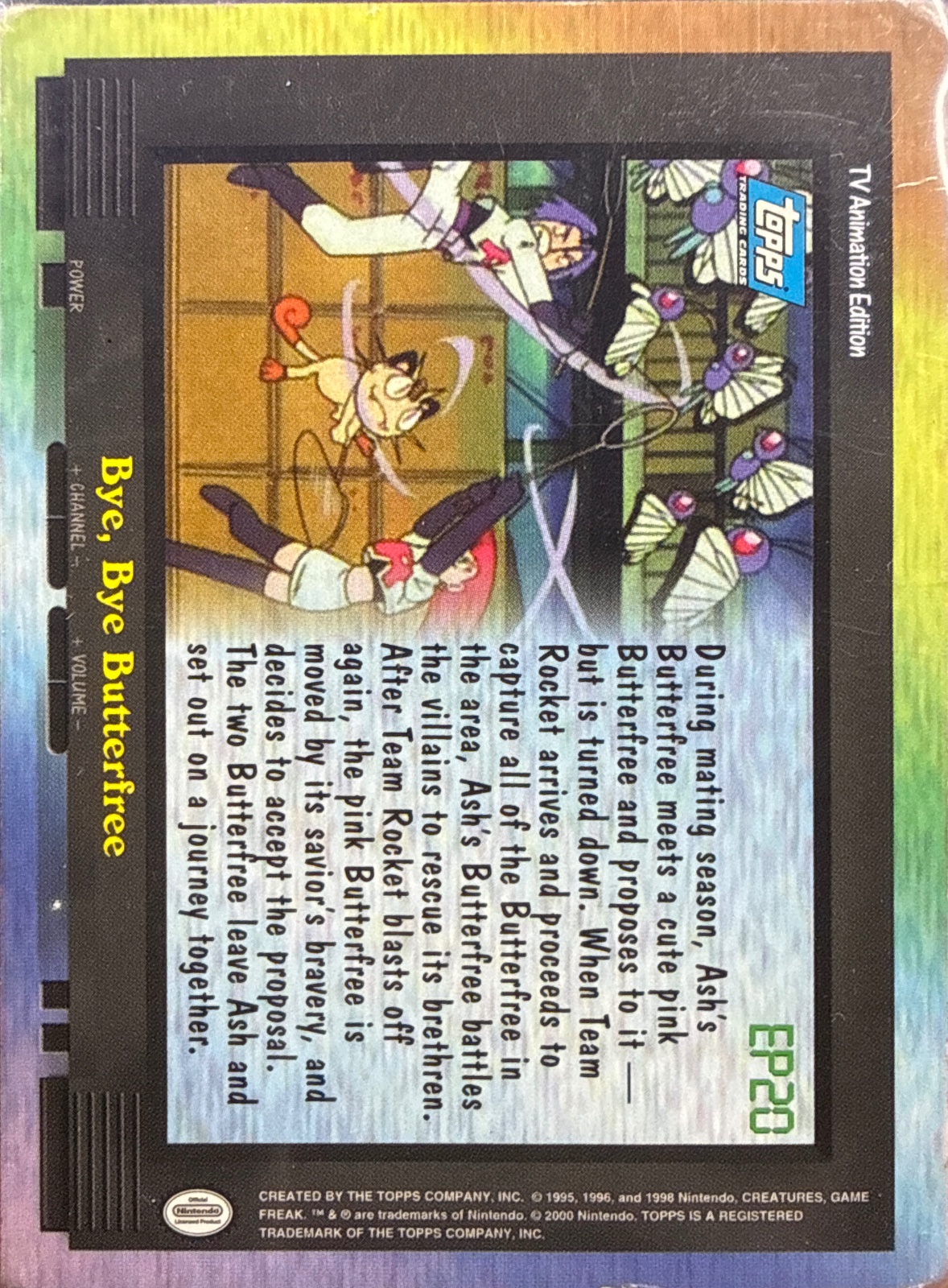 Bye, Bye Butterfree card #EP20, Pokemon Topps Series 2 (1999), back
