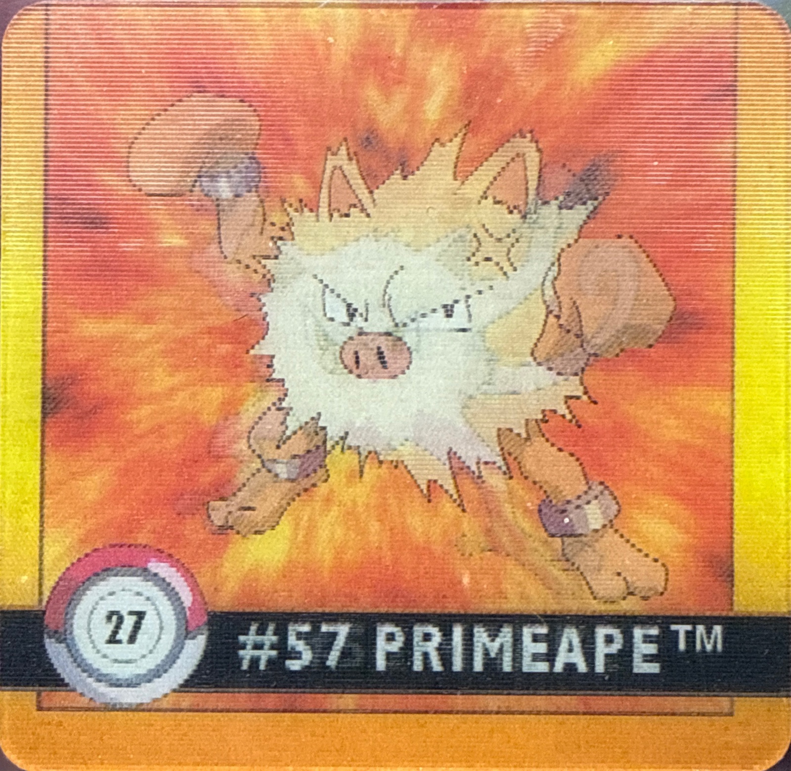 Mankey collectible #27, Artbox (USA) Pokémon Artbox Premier Flipz (1999), front