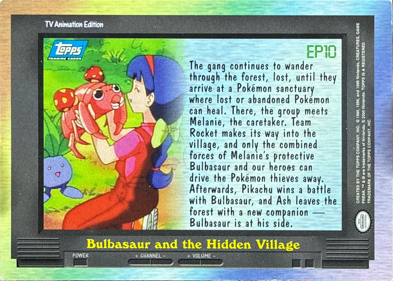 Bulbasaur and the Hidden Village card #EP10, Pokemon Topps Series 2 (1999), back