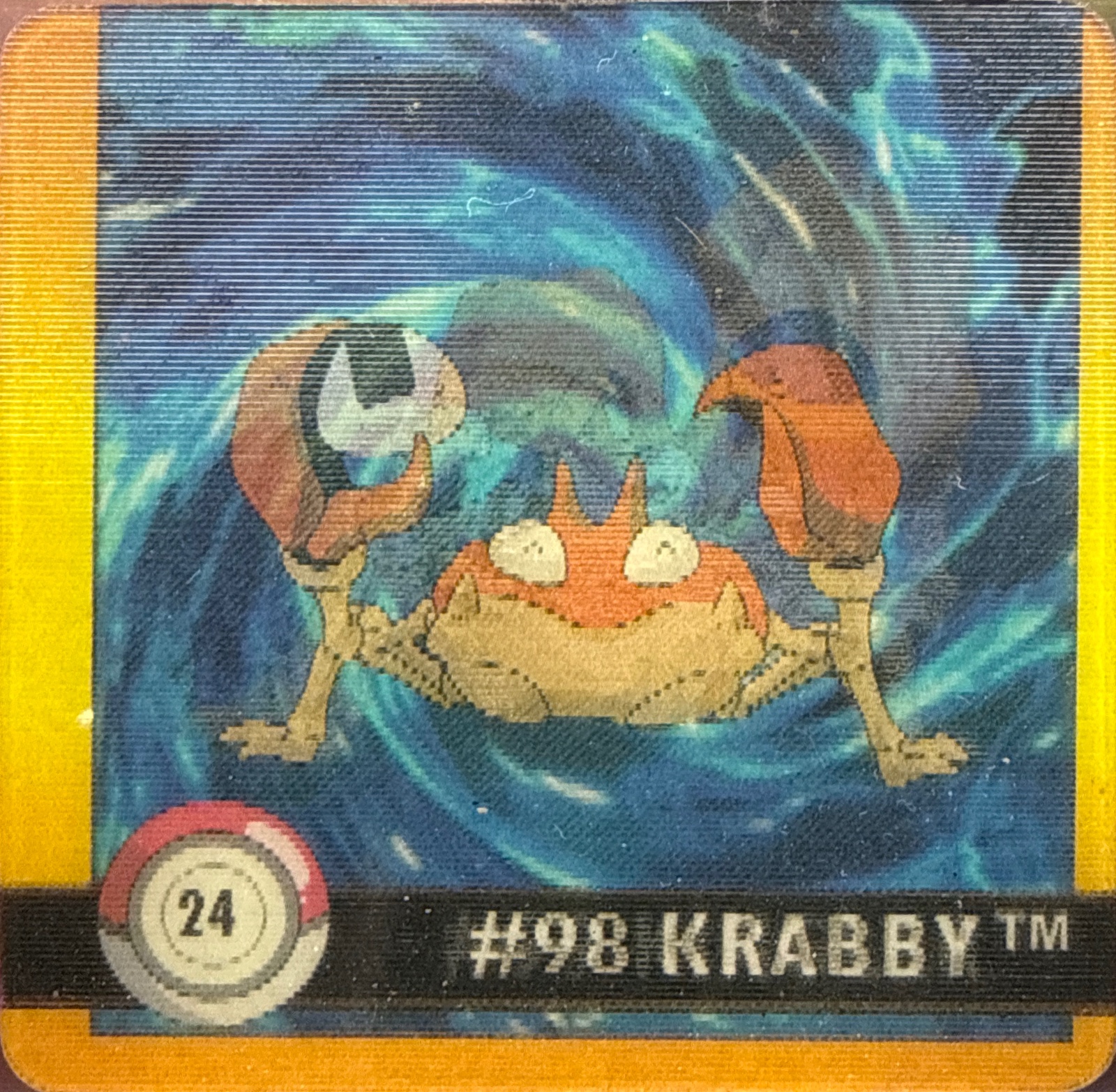 Krabby collectible #24, Artbox (USA) Pokémon Artbox Premier Flipz (1999), front
