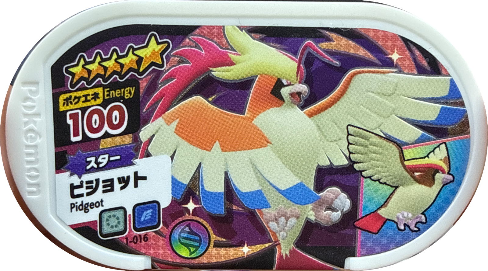 Pidgeot tag #1-016, Pokemon Mezastar Set 1 Checklist, front