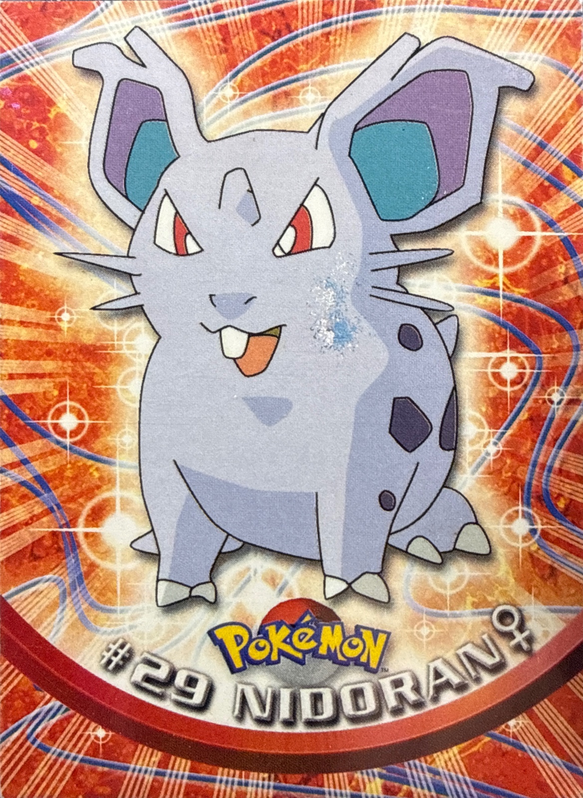 Nidoran♀ card #29, Pokemon Topps Series 1 (1999), front