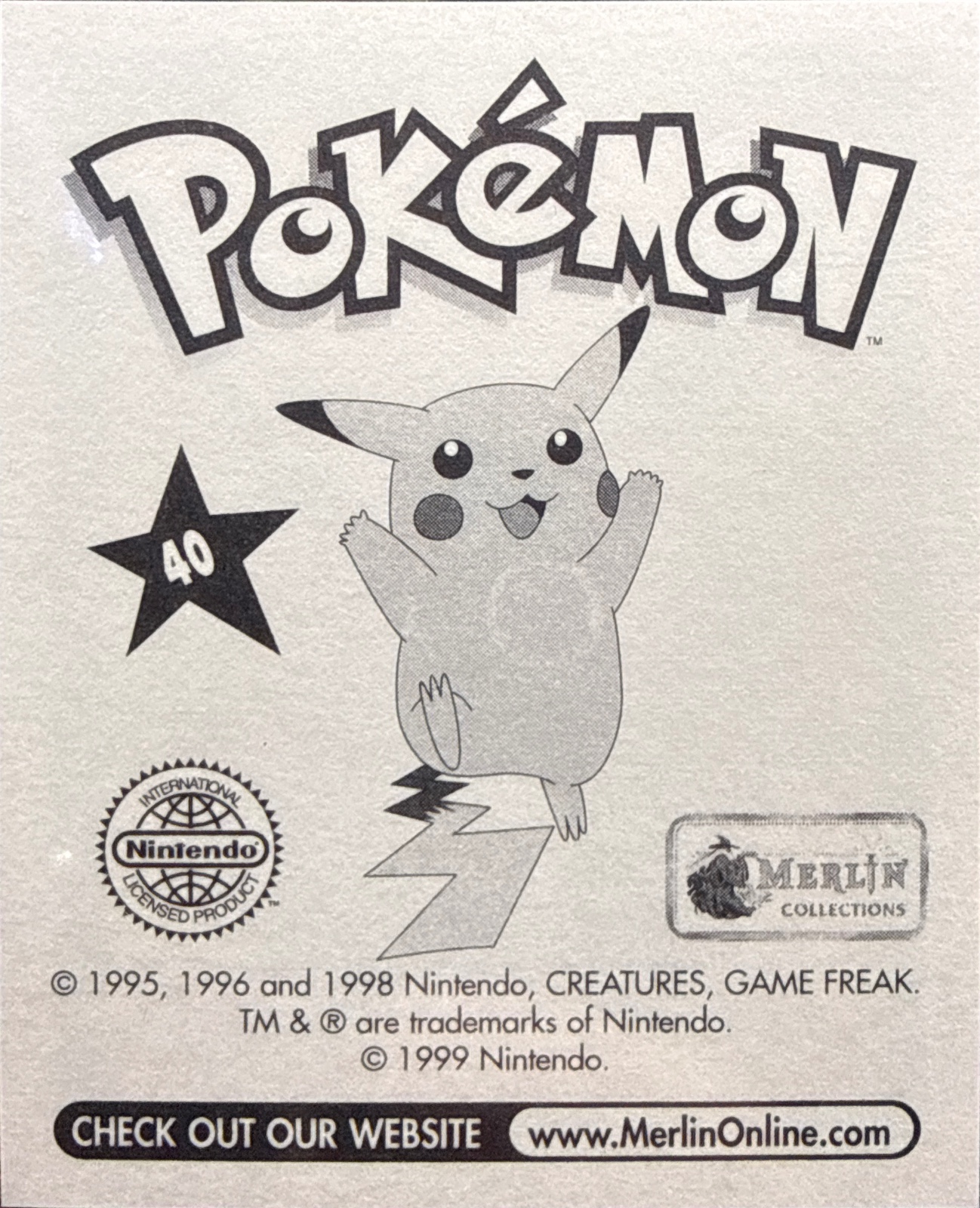 Wigglytuff card #40, Pokémon Merlin Series 1 (1999), back