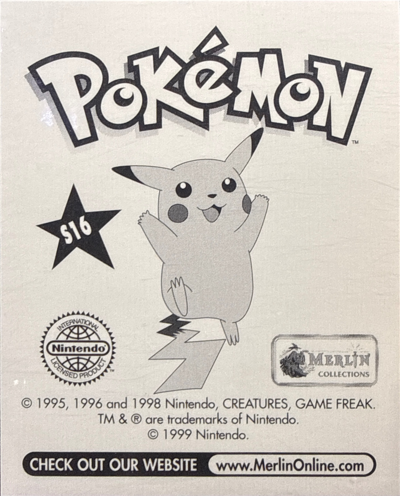 Exeggutor, Glittery card #S16, Pokémon Merlin Series 1 (1999), back