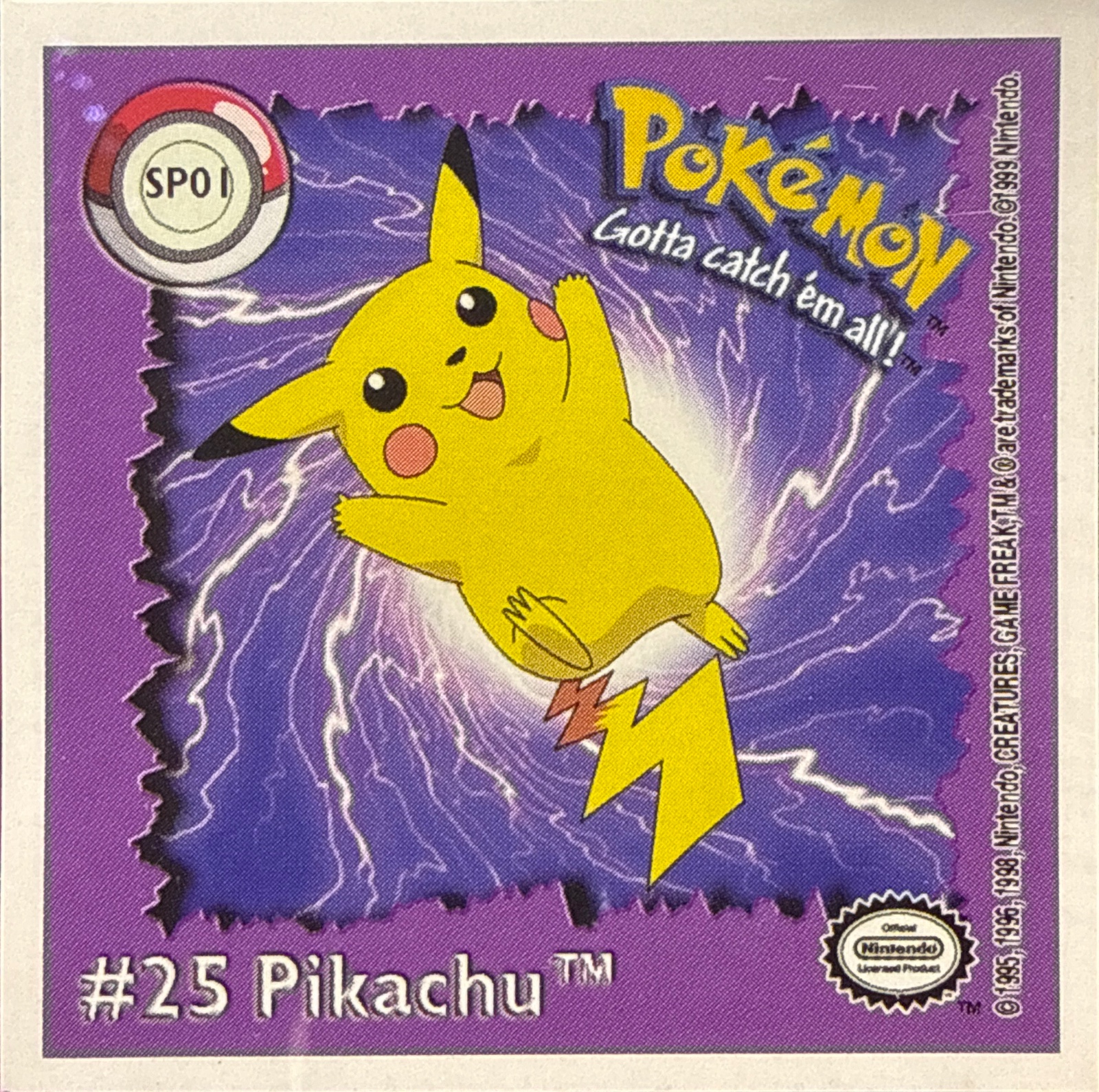 Pikachu collectible #SP01, Artbox (USA) Pokémon Artbox Premier Flipz (1999), front