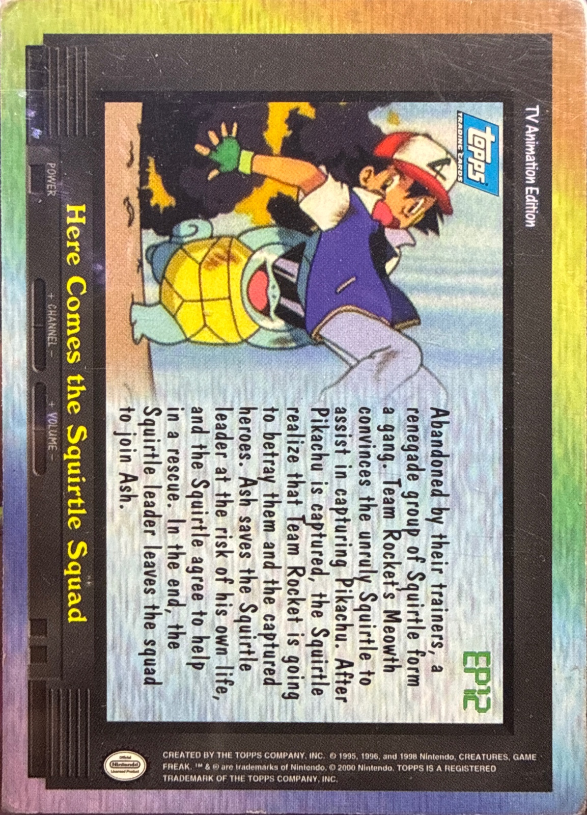 Here Comes The Squirtle Squad card #EP12, Pokemon Topps Series 2 (1999), back