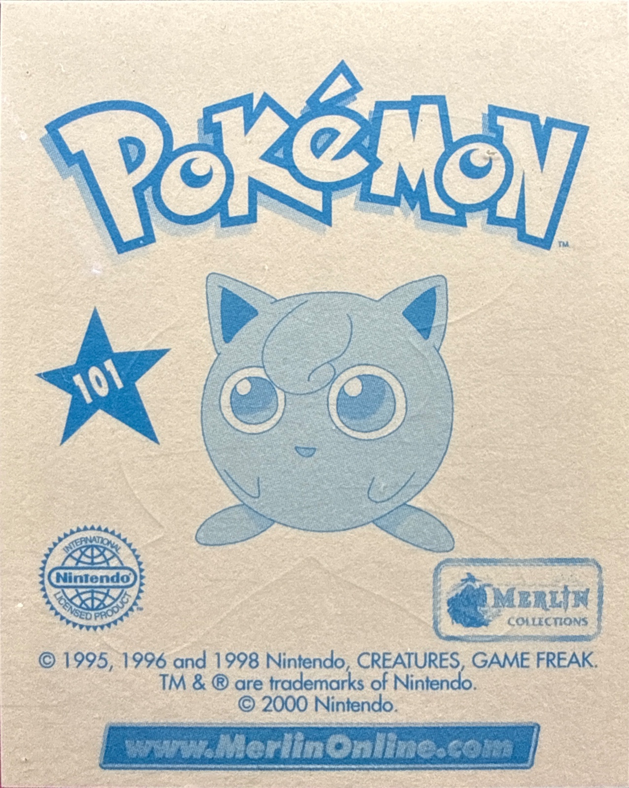 Mew card #101, Pokémon Merlin Series 2 (2000), back