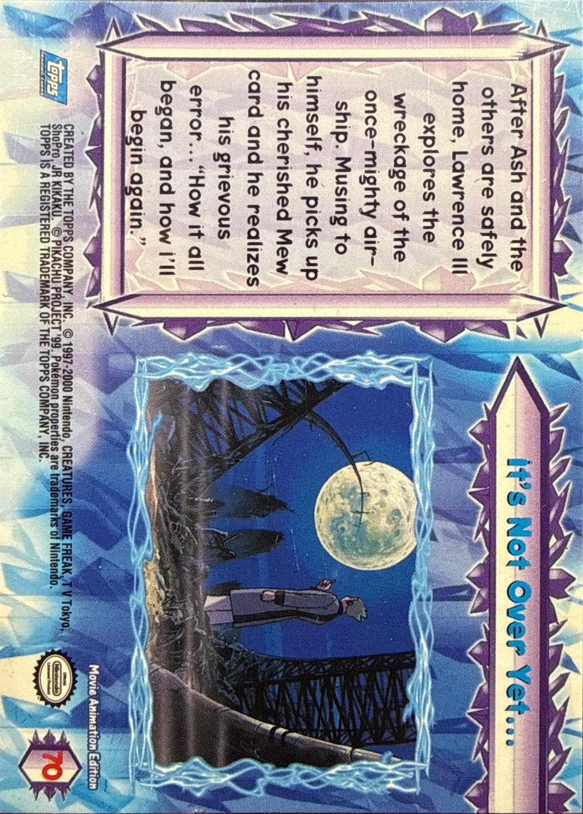 It's Not Over Yet... card #70, Pokemon Topps Movie 2000 Trading Cards, back