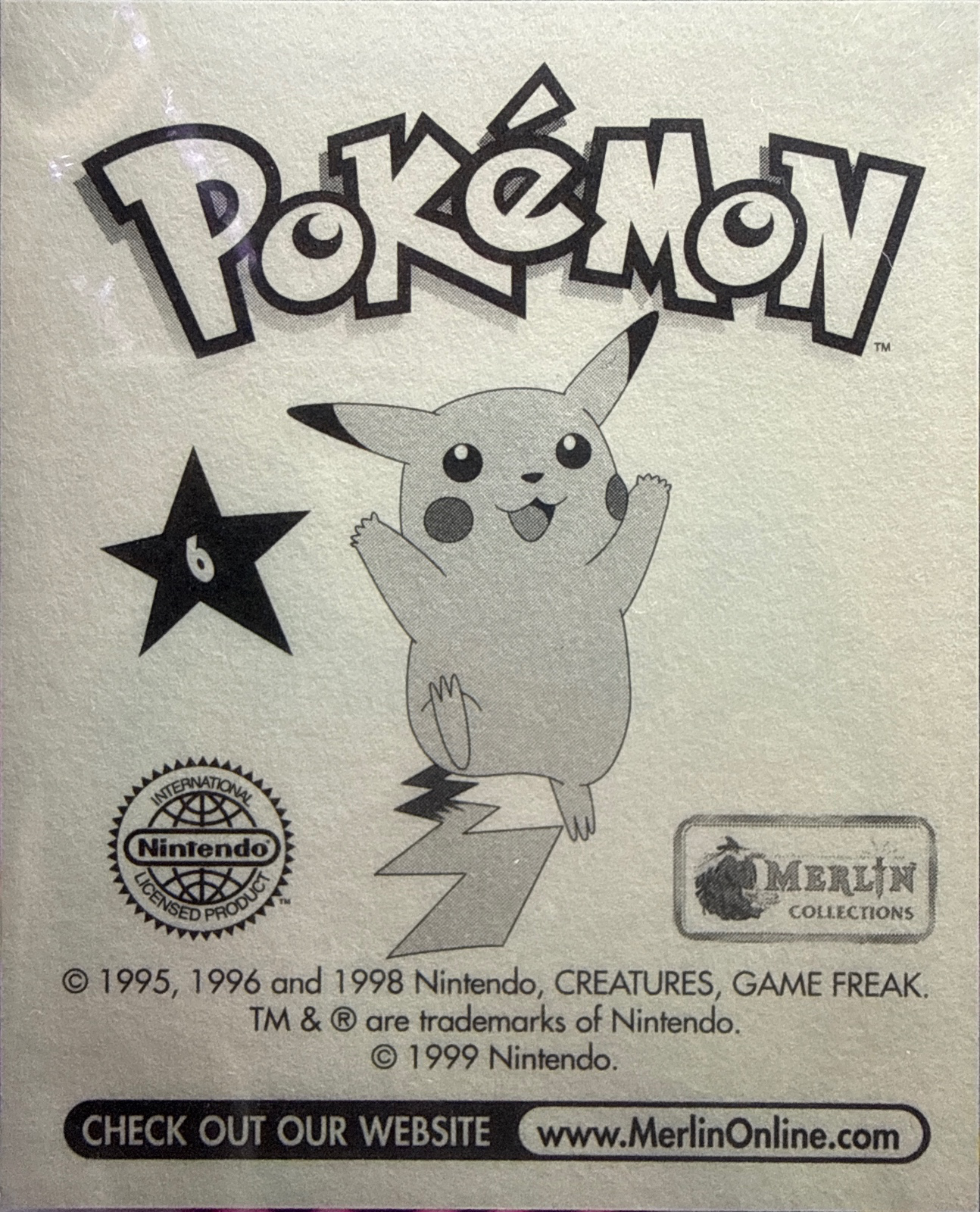 Charizard card #6, Pokémon Merlin Series 1 (1999), back