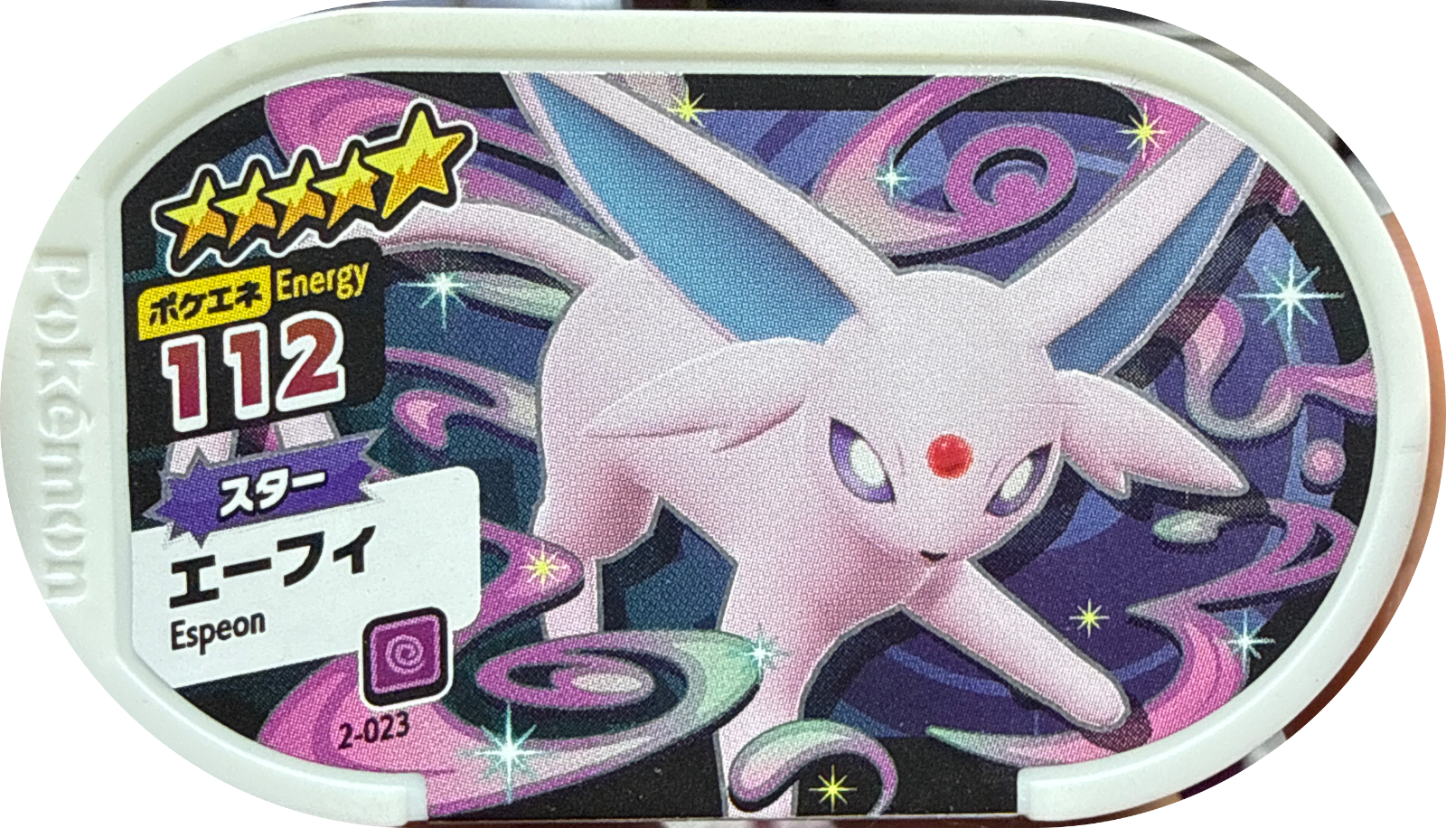 Espeon tag #2-023, Pokemon Mezastar Set 2 Checklist, front