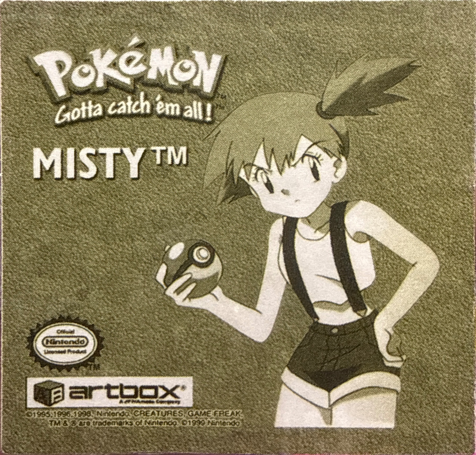 Misty collectible, Artbox (USA) Pokémon Artbox Hobby Exclusive Action Flipz Checklist, back