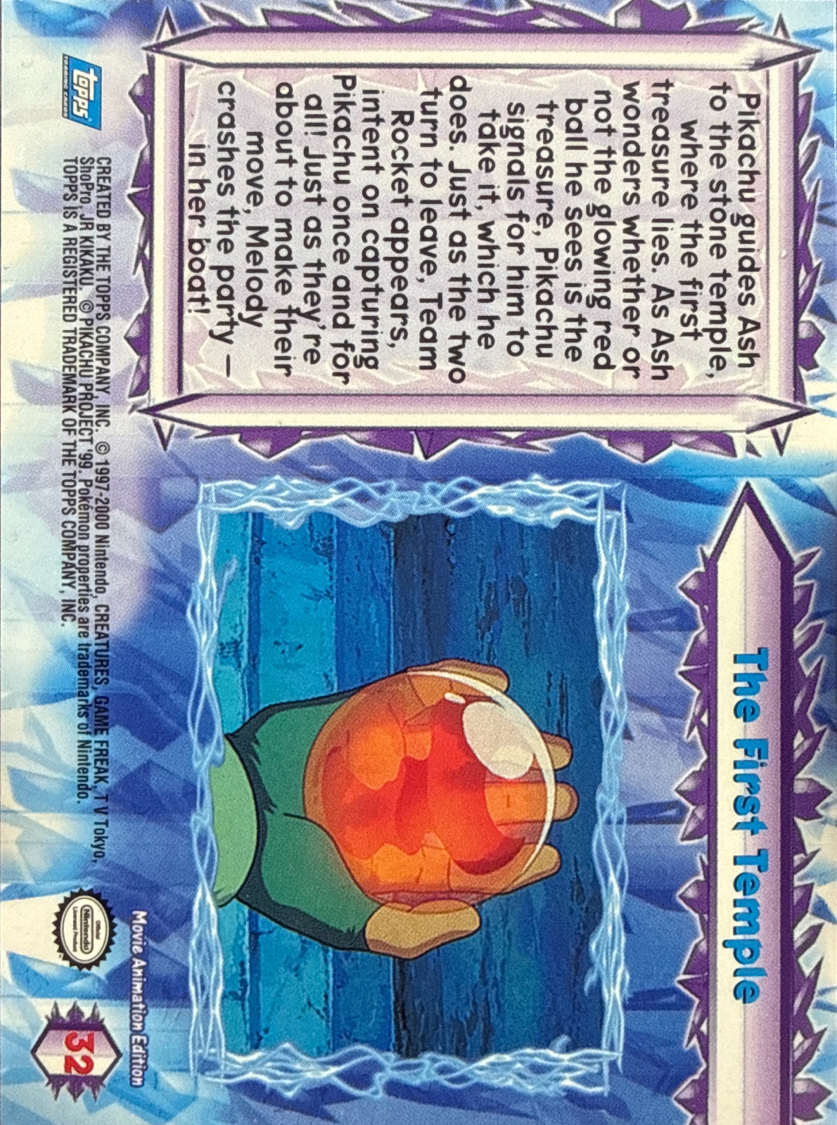 The First Temple card #32, Pokemon Topps Movie 2000 Trading Cards, back