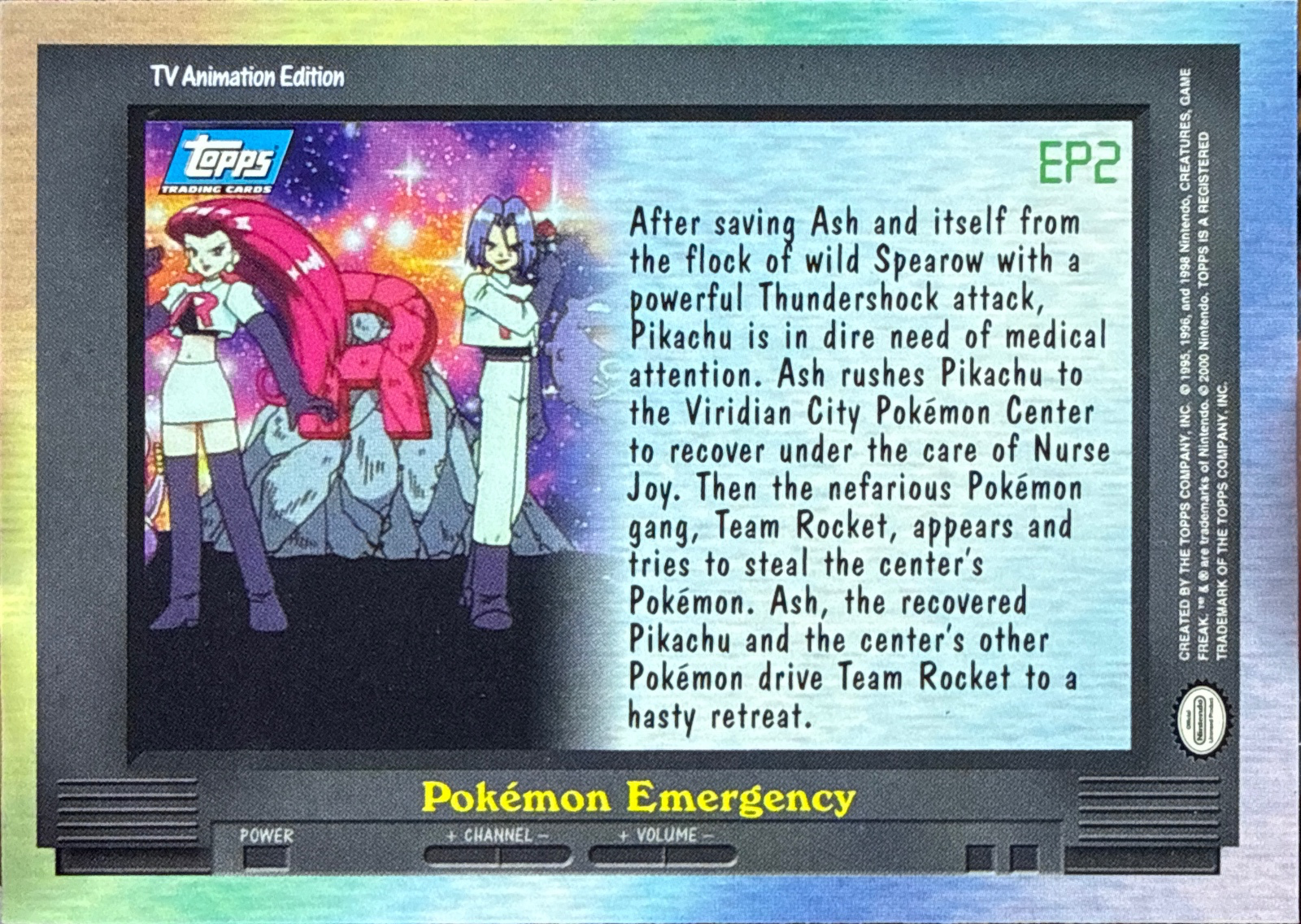 Pokémon Emergency card #EP2, Pokemon Topps Series 2 (1999), back