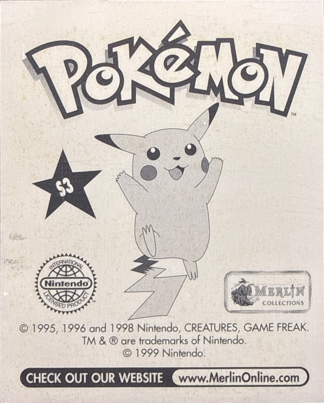 Charmeleon, Glittery card #S3, Pokémon Merlin Series 1 (1999), back