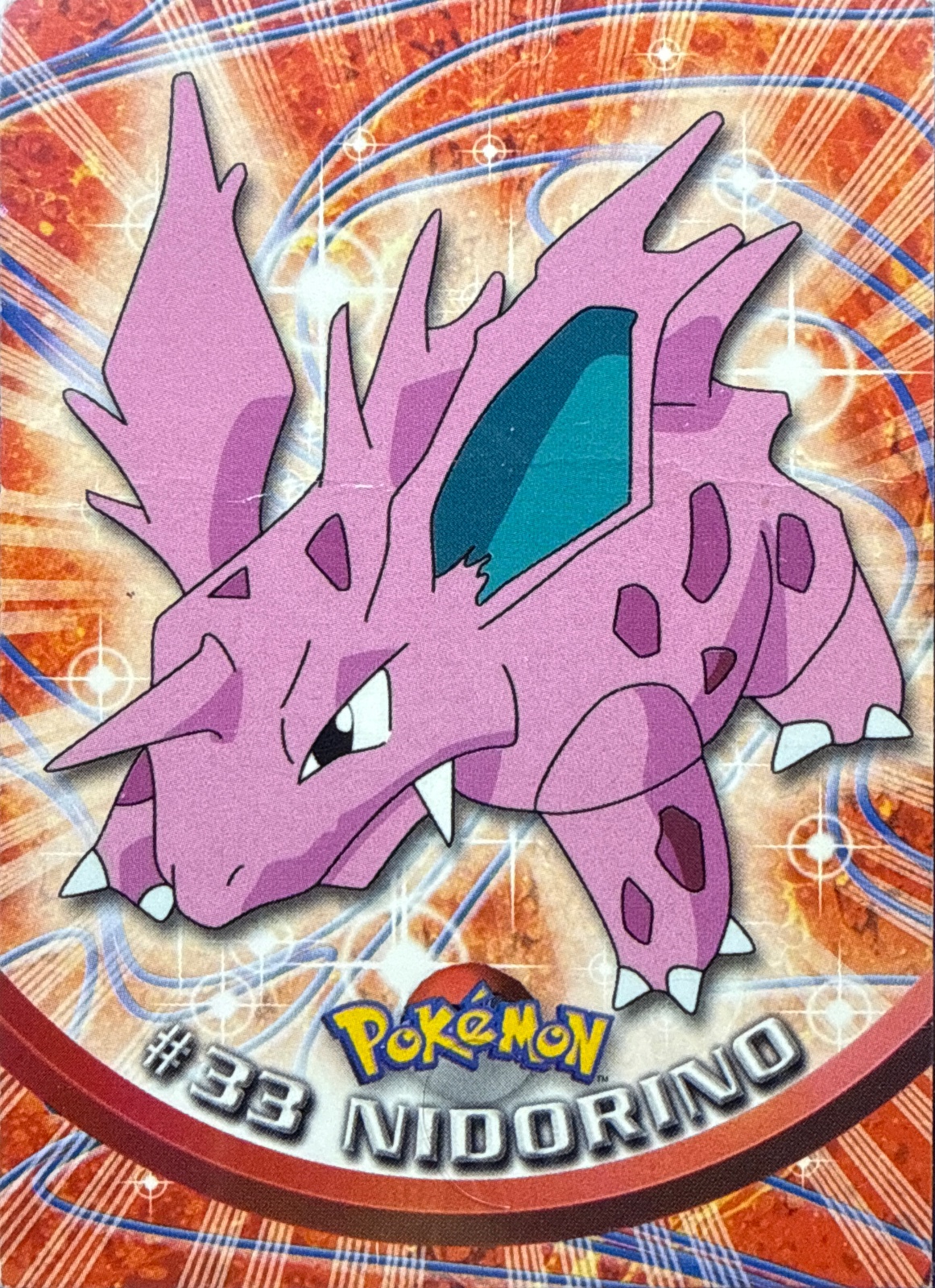 Nidorino card #33, Pokemon Topps Series 1 (1999), front