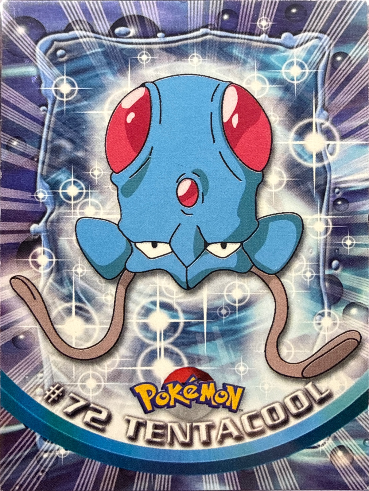 Tentacool card #72, Pokemon Topps Series 1 (1999), front