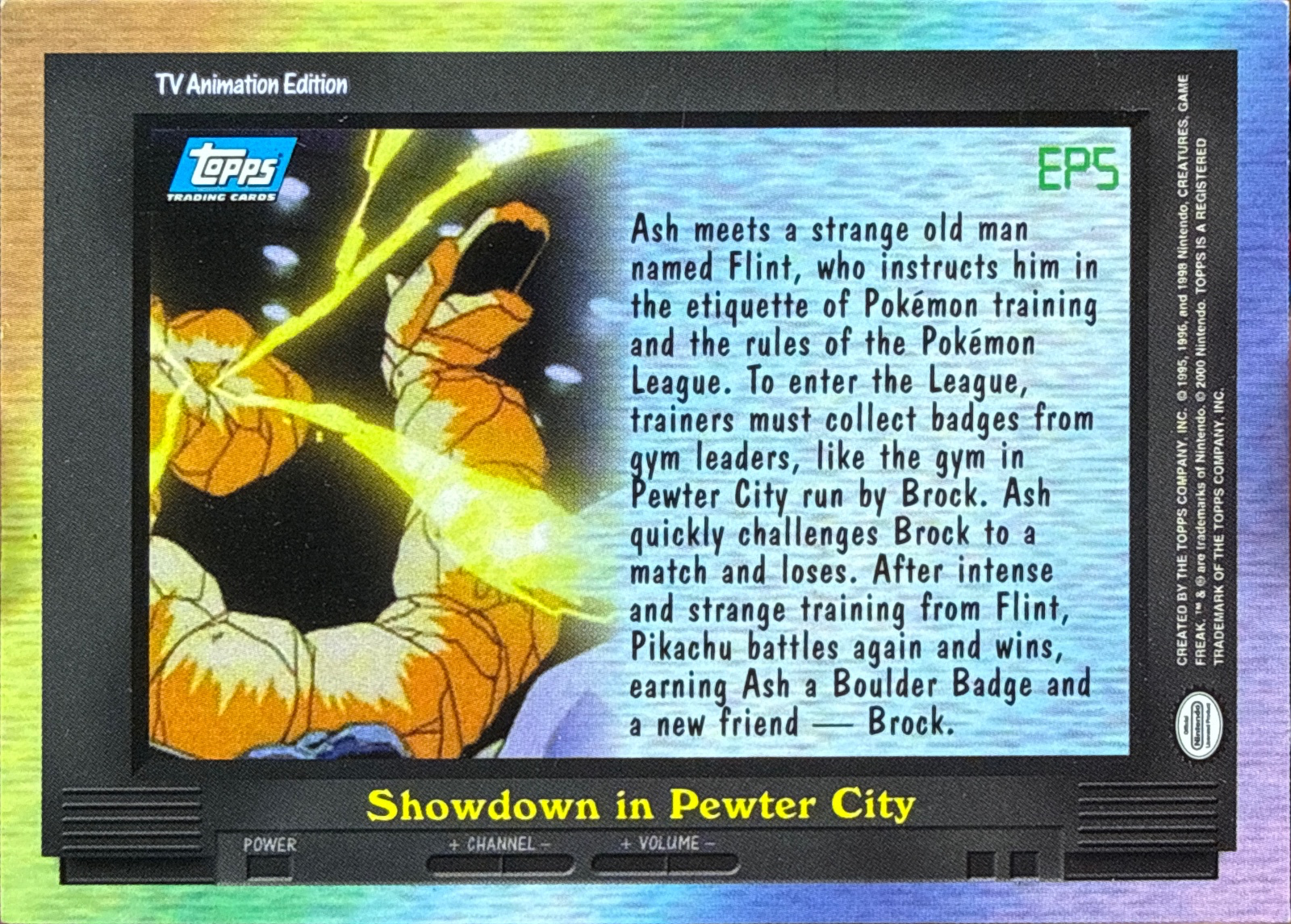 Showdown in Pewter City card #EP5, Pokemon Topps Series 2 (1999), back