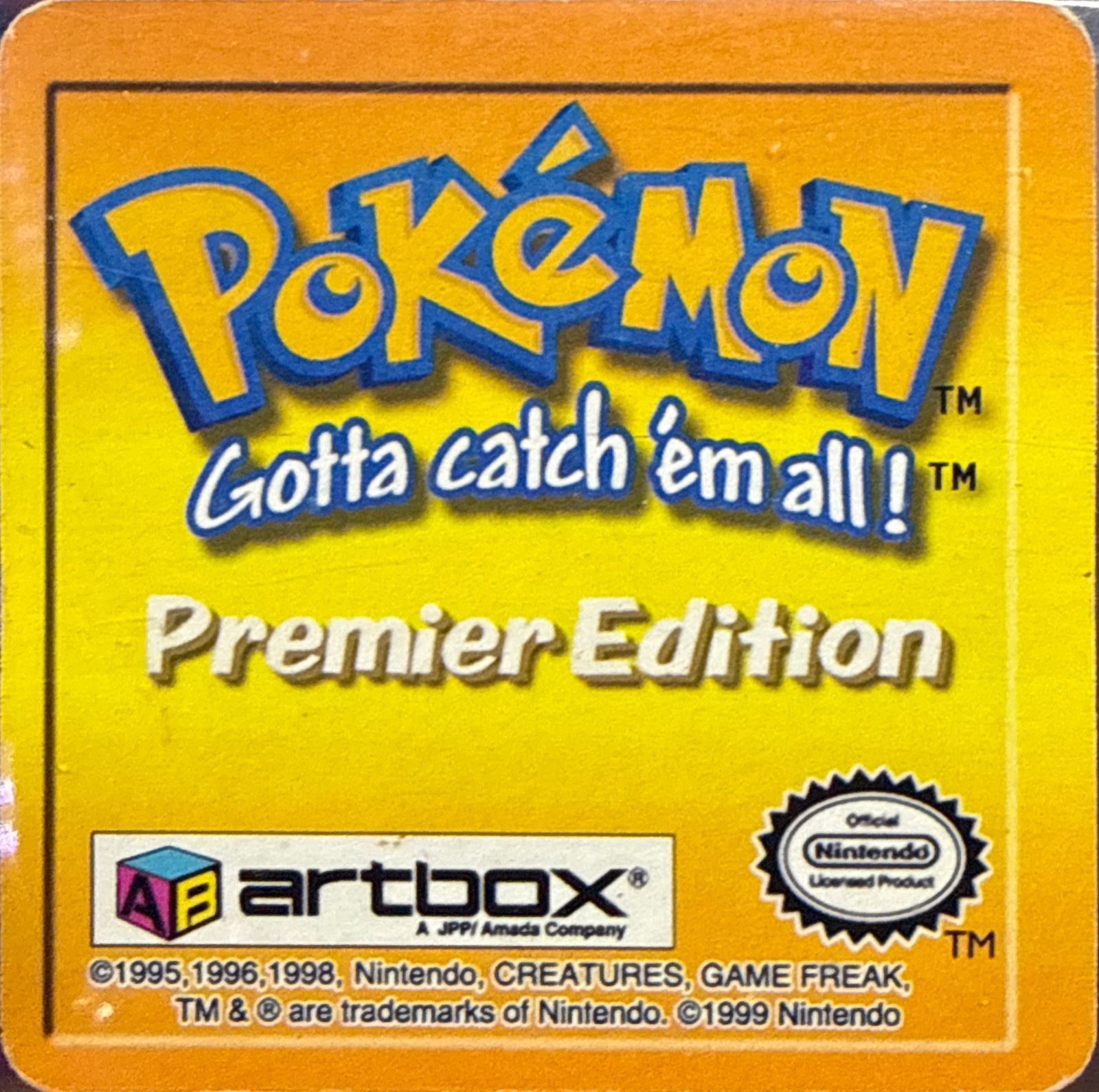 Pikachu collectible #01, Artbox (USA) Pokémon Artbox Premier Flipz (1999), back