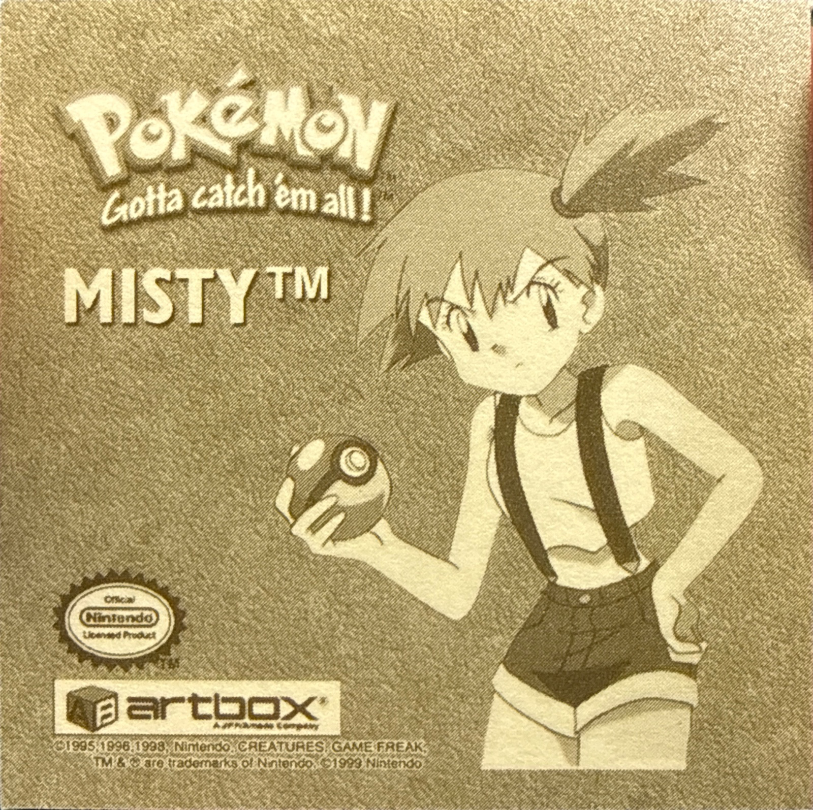 Misty sticker #G01, Artbox (USA) Pokémon Artbox Stickers (1999), Gold, back