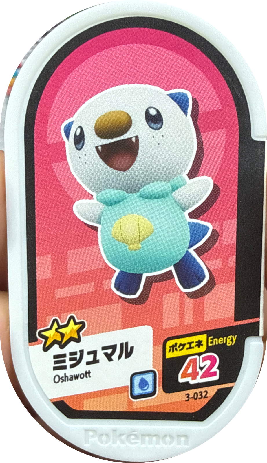 Oshawott tag #3-032, Pokemon Mezastar Set 3 Checklist, front
