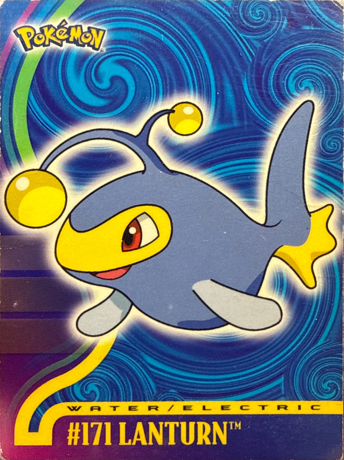 Lanturn card #19, Pokemon Topps Johto Series 1 (2001), front