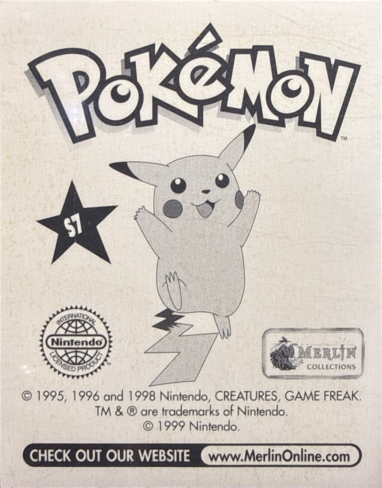 Nidoqueen, Glittery card #S7, Pokémon Merlin Series 1 (1999), back