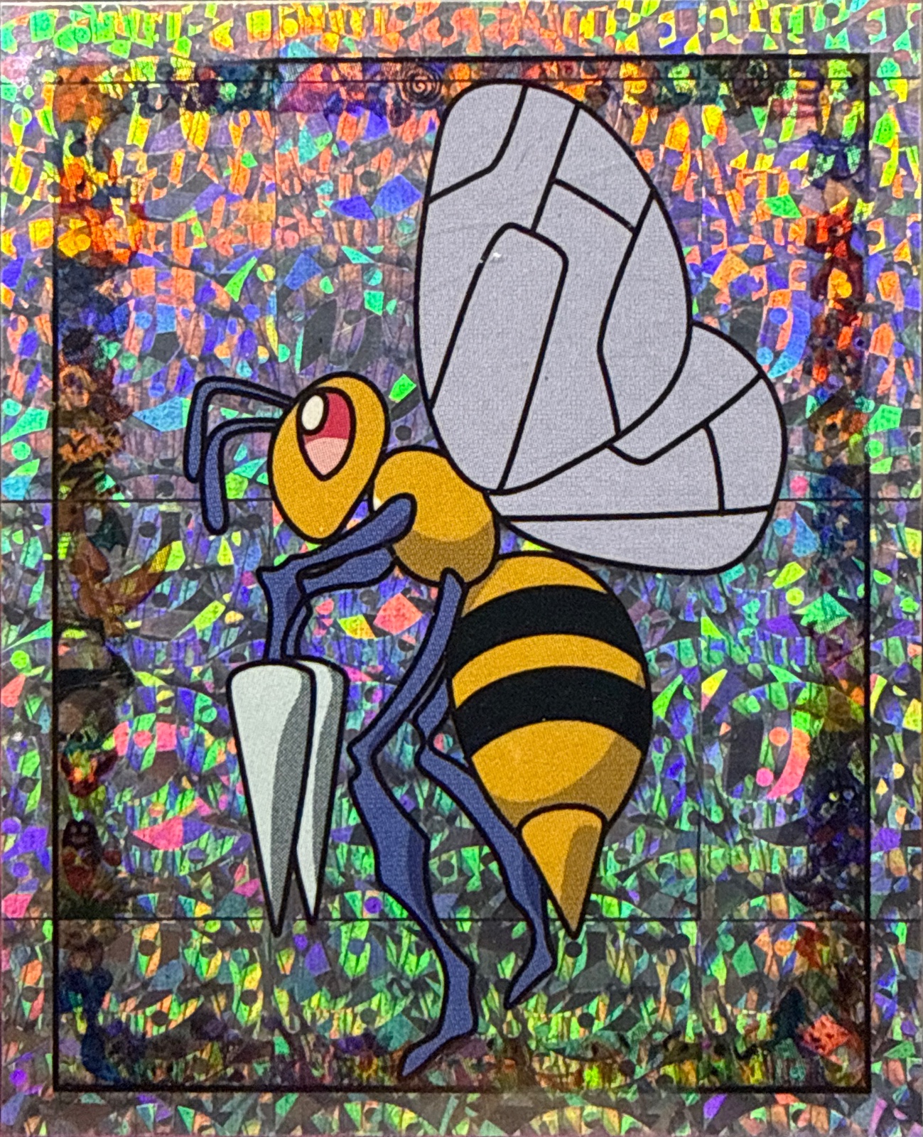 Beedrill, Glittery card #S5, Pokémon Merlin Series 1 (1999), front