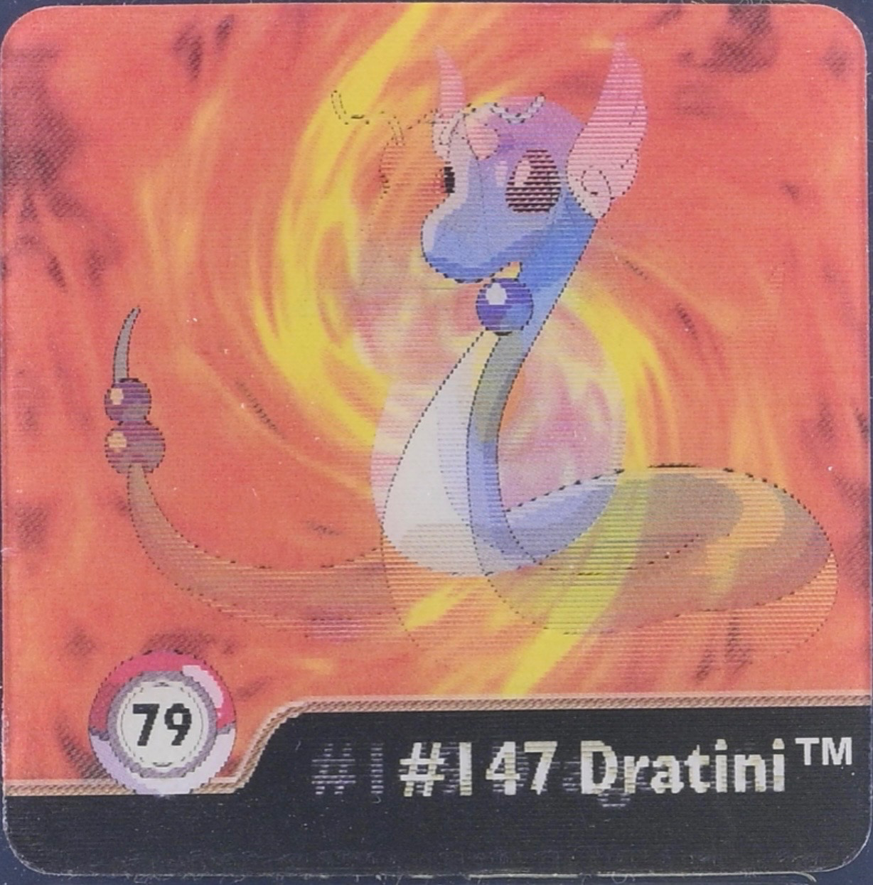 Dratini collectible #79, Artbox (USA) Pokémon Artbox Series 1 Flipz (1999), front
